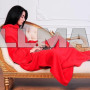 Плед халат Snuggie з рукавами теплий червоний флісовий 150х200 см